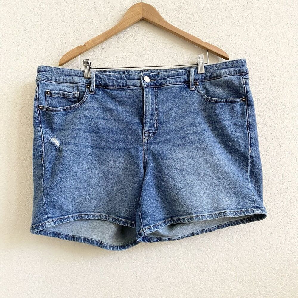 Torrid Jean Shorts Womens 20 Blue A Line‎ High Rise Shortie Denim Medium Wash